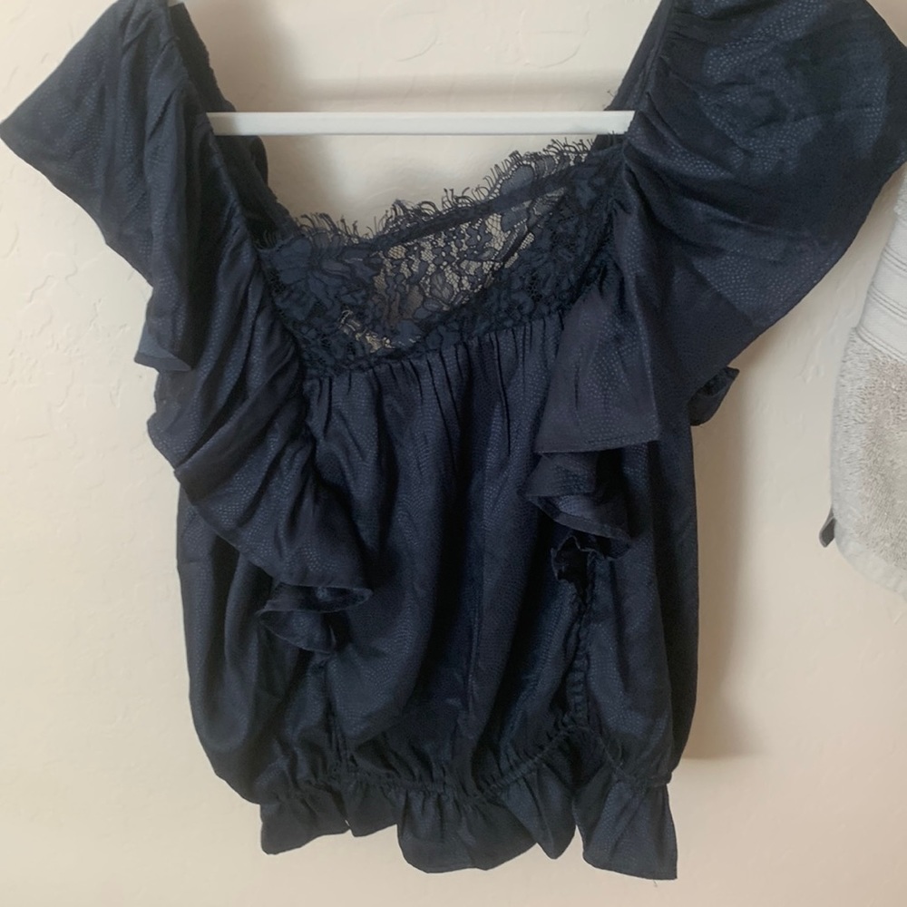 Anthropologie beautiful navy blue top